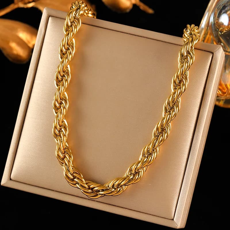 Nizki zlati verižni ogrlica 8 mm, prevlečena z 18K zlatom