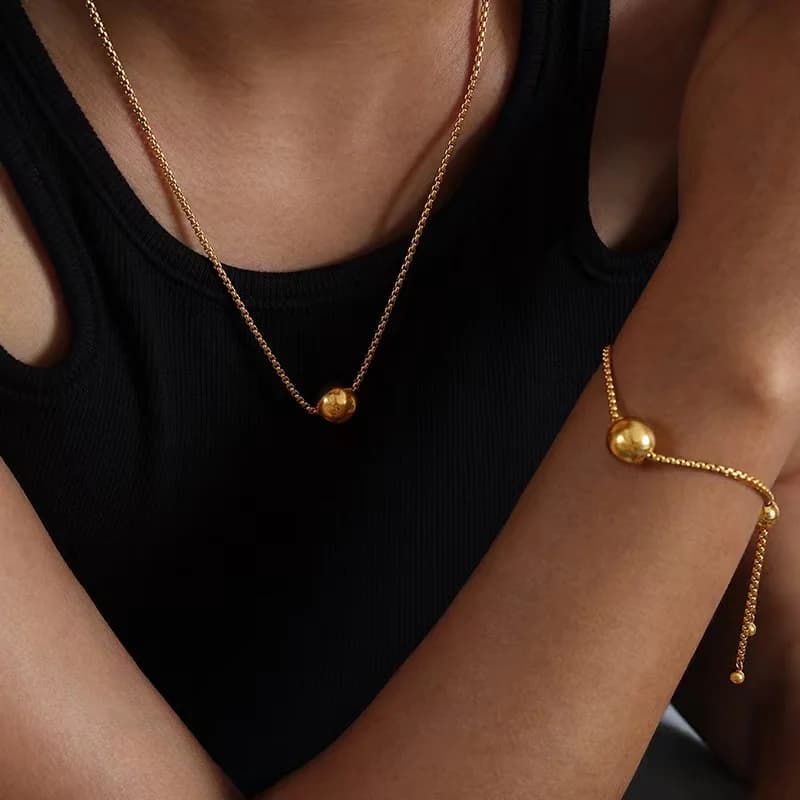 Nastavni set iz nerjavečega jekla 316L z zlatimi kroglicami