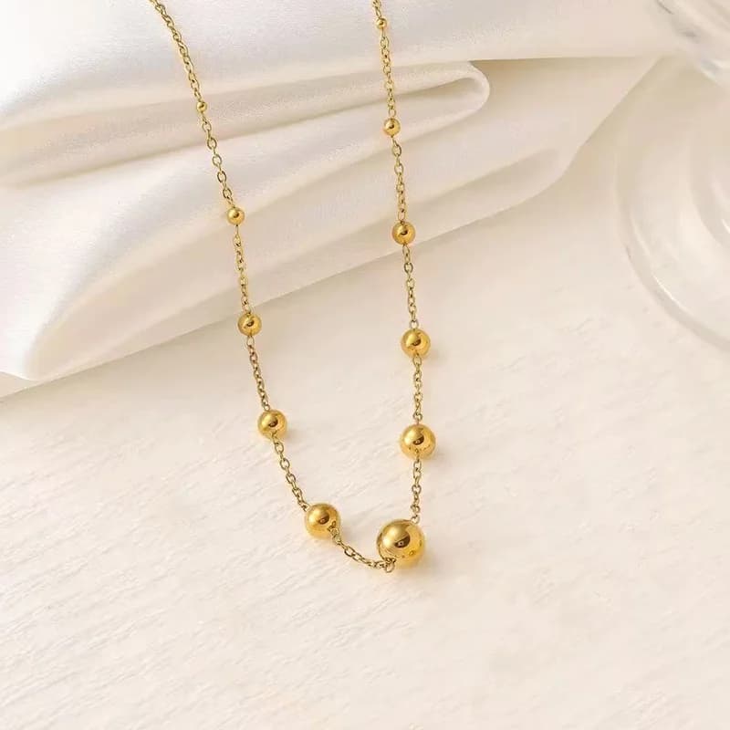 Thick Gold Bead Chain Necklace