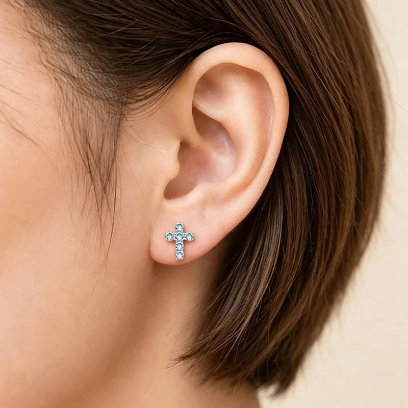 Titanium Spiral Cross Zircon Body Piercing