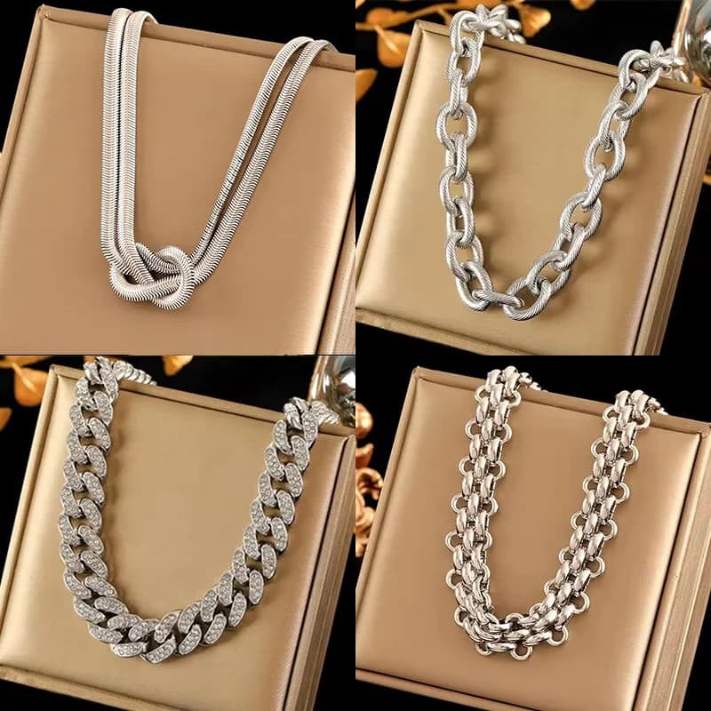 Neprezemni jekleno srebrna verižica choker