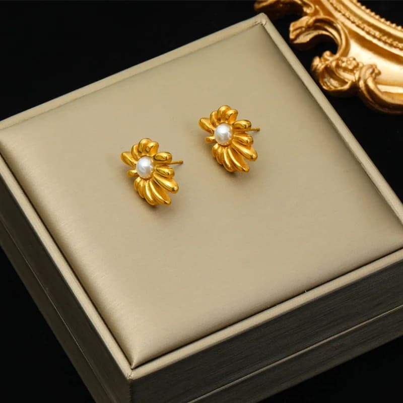 Phoenix Leopard Cross Pearl Earrings