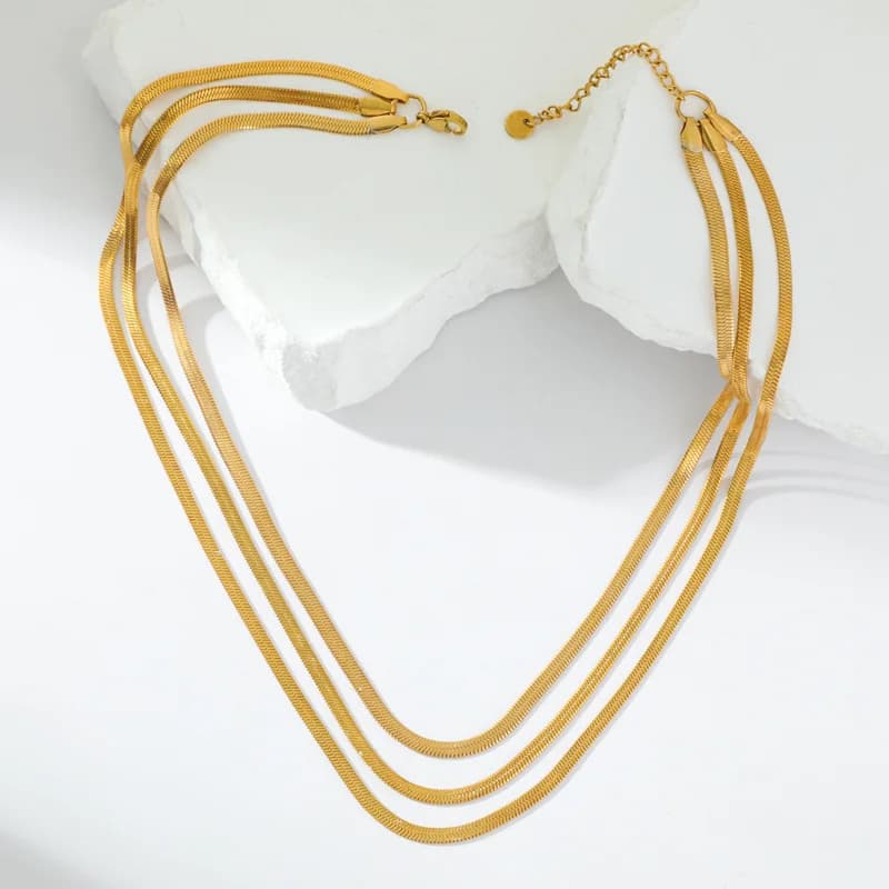 Gold Multilayer Chain Collar Necklace