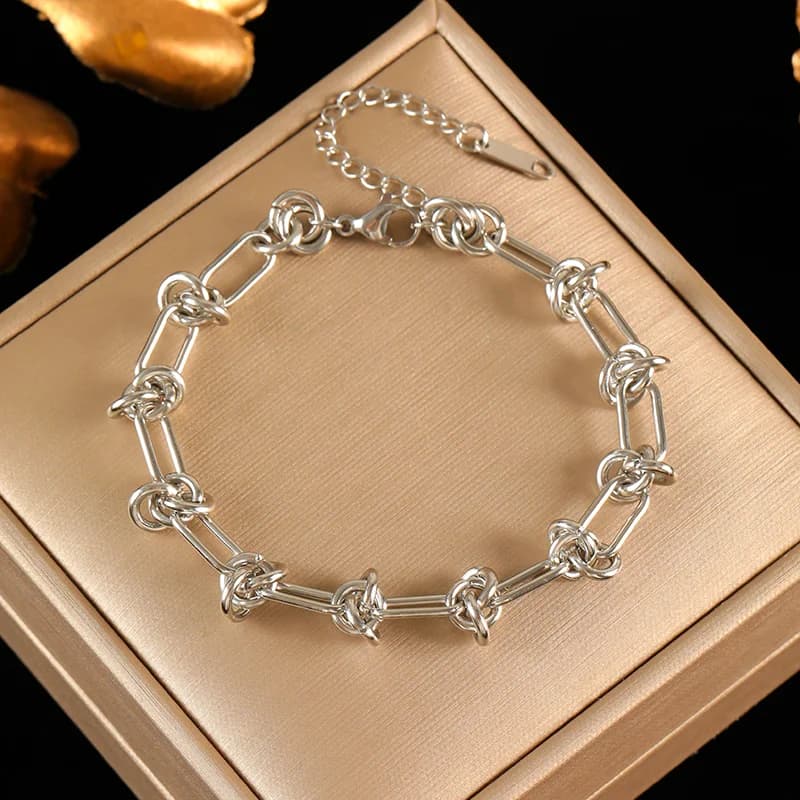 Oval Link Chain Bracelet with Toggle Clasp, Steel