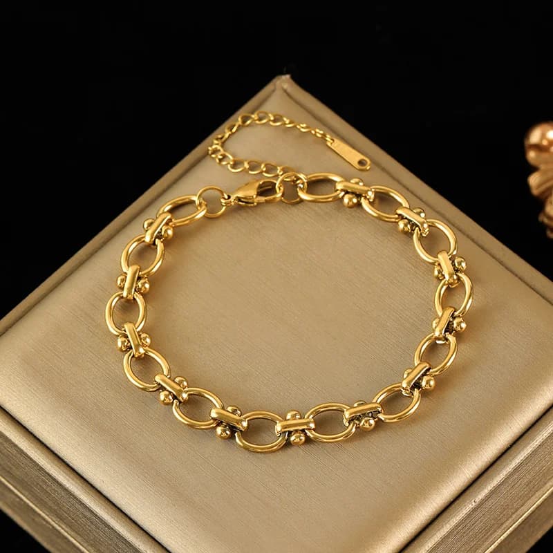 Oval Link Chain Bracelet with Toggle Clasp, Steel
