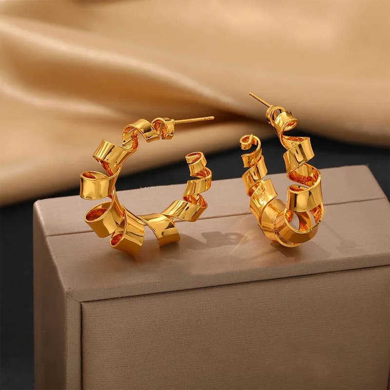 Stainless Steel Irregular Zircon Stud Earrings