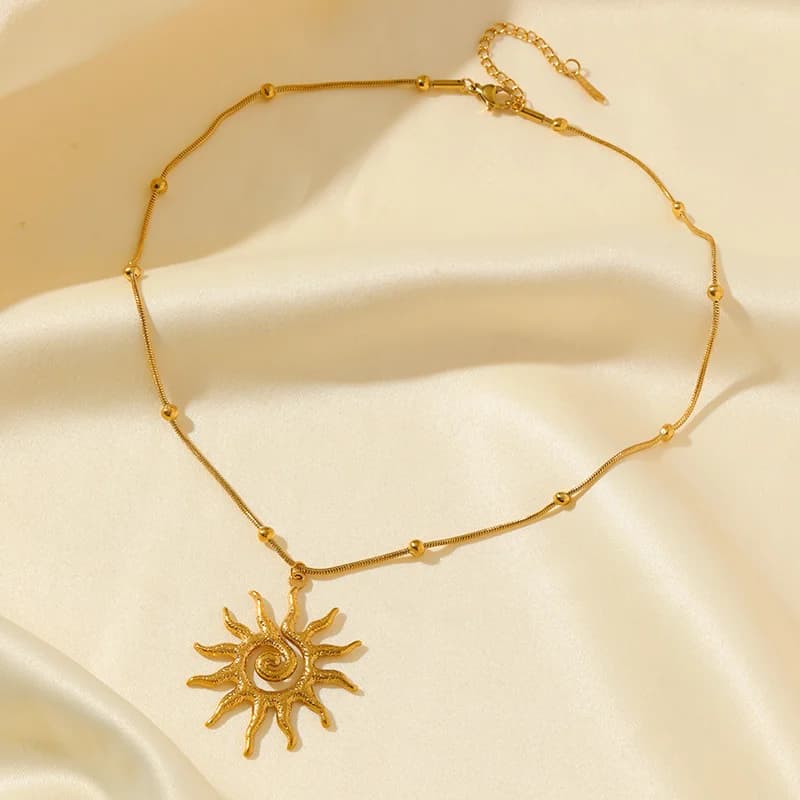 Vintage Sun Necklace and Earrings Set