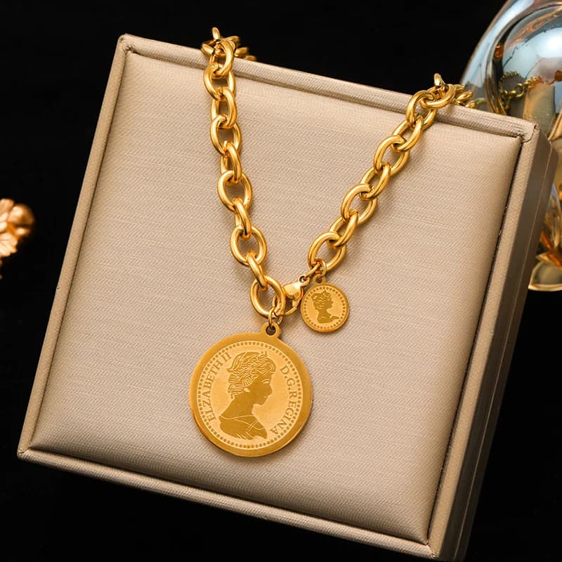 Gold Coin Pendant Necklace