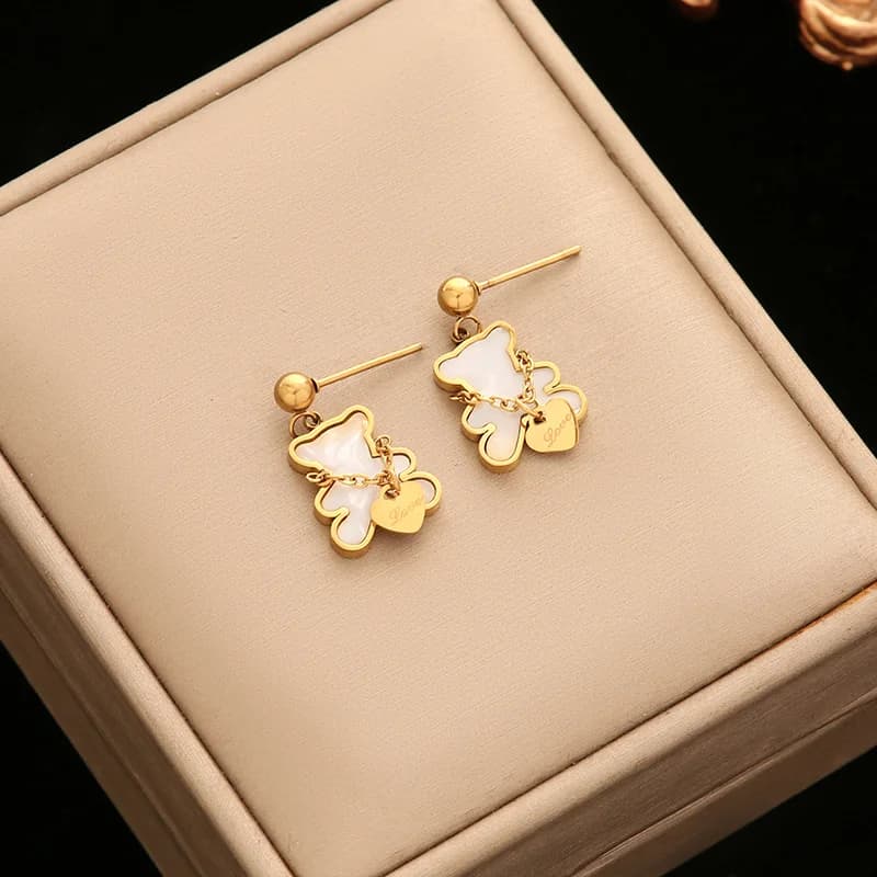 Stainless Steel Zircon Crystal Drop Dangle Earrings