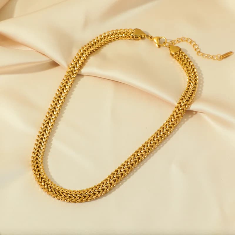 Zlati komplet debel verižni choker in zapestnica